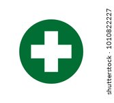 First aid sign. Medical and pharmacy cross vector icon. Cannabis symbol.