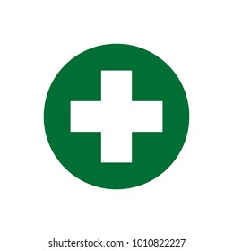First aid sign. Medical and pharmacy cross vector icon. Cannabis symbol.