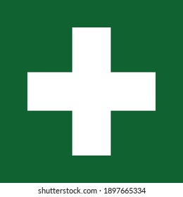 First aid sign symbol vector green white
