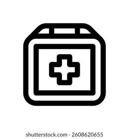 First aid station. Editable stroke vector icon.