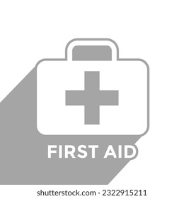 first aid station sign, bag, cross, vector illustration 