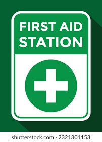 first aid station sign, cross, vector illustration 