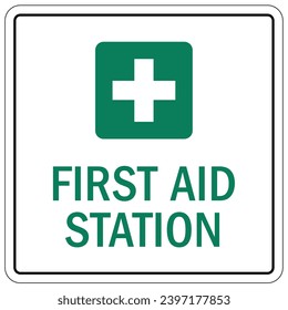 First aid station sign and labels