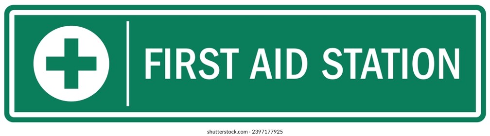 First aid station sign and labels