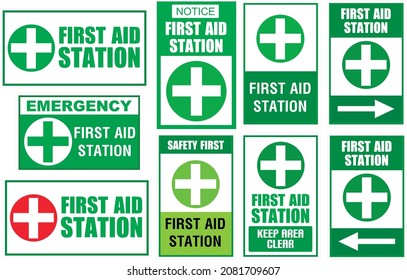 First Aid Station  Signs Vector Design 