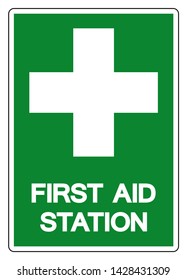 First Aid Station Symbol Sign, Vector Illustration, Isolated On White Background Label .EPS10