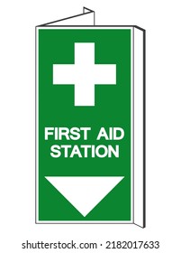 First Aid Station Symbol Sign, Vector Illustration, Isolated On White Background Label .EPS10