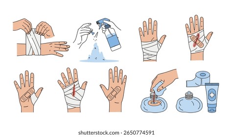 First aid steps for hand injuries wound care and bandaging techniques