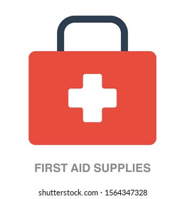 First aid supplies flat icon on white transparent background. You can be used first aid supplies icon for several purposes.