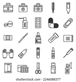 Icono de herramienta de primeros auxilios en estilo de línea para cualquier propósito, Perfecto para presentación sobre primeros auxilios o usado para otra cosa
