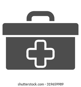 First Aid Toolbox vector icon. Style is flat symbol, gray color, rounded angles, white background.