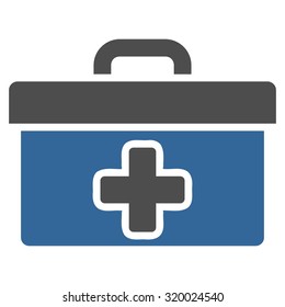 First Aid Toolbox vector icon. Style is bicolor flat symbol, cobalt and gray colors, rounded angles, white background.