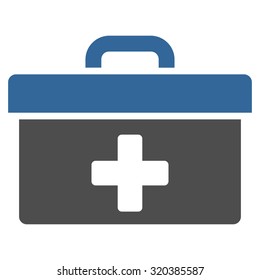 First Aid Toolbox vector icon. Style is bicolor flat symbol, cobalt and gray colors, rounded angles, white background.