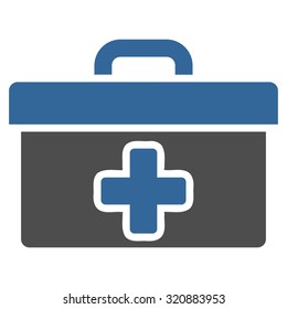 First Aid Toolbox vector icon. Style is bicolor flat symbol, cobalt and gray colors, rounded angles, white background.