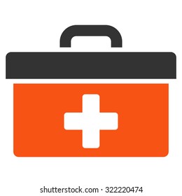 First Aid Toolbox vector icon. Style is bicolor flat symbol, orange and gray colors, rounded angles, white background.