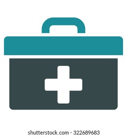 First Aid Toolbox vector icon. Style is bicolor flat symbol, soft blue colors, rounded angles, white background.