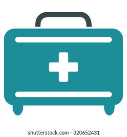 First Aid Toolkit vector icon. Style is bicolor flat symbol, soft blue colors, rounded angles, white background.