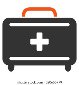 First Aid Toolkit vector icon. Style is bicolor flat symbol, orange and gray colors, rounded angles, white background.