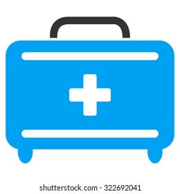 First Aid Toolkit vector icon. Style is bicolor flat symbol, blue and gray colors, rounded angles, white background.