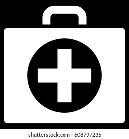 First Aid vector icon. Flat white symbol. Pictogram is isolated on a black background. Designed for web and software interfaces.