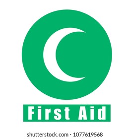 first aid vector icon green moon
