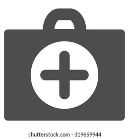 First Aid vector icon. Style is flat symbol, gray color, rounded angles, white background.