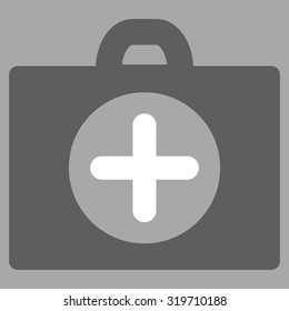 First Aid vector icon. Style is bicolor flat symbol, dark gray and white colors, rounded angles, silver background.