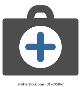 First Aid vector icon. Style is bicolor flat symbol, cobalt and gray colors, rounded angles, white background.