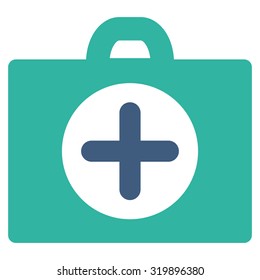 First Aid vector icon. Style is bicolor flat symbol, cobalt and cyan colors, rounded angles, white background.