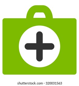 First Aid vector icon. Style is bicolor flat symbol, eco green and gray colors, rounded angles, white background.