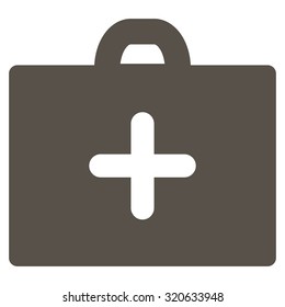 First Aid vector icon. Style is flat symbol, grey color, rounded angles, white background.