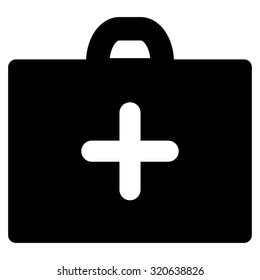 First Aid vector icon. Style is flat symbol, black color, rounded angles, white background.