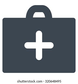 First Aid vector icon. Style is flat symbol, smooth blue color, rounded angles, white background.