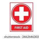 First aid vector illustration. Symbol, emergency, medical, medicine, treatment, hospital, ambulance, doctor, pharmacy, accident, resuscitation. Can use for infographic, banner, poster, web design.