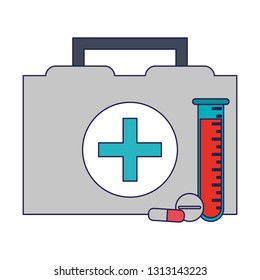 first aids suicarse with blood test and medicine blue lines