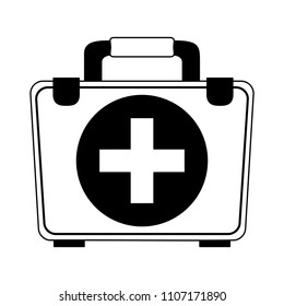 First aids suitcase in black and white