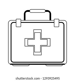 First aids suitcase black and white