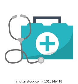 first aids suitcase and stethoscope