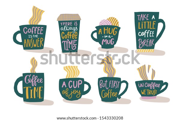 First Always Coffee Time Cup Joy Stock Vector Royalty Free