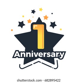 First anniversary badge. 1st anniversary vector design