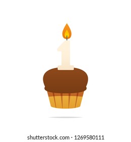 First anniversary cupcake vector isolated