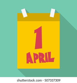 First april calendar icon. Flat illustration of first april calendar vector icon for web