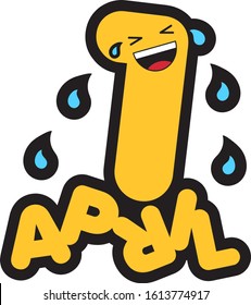 First of April also called: April fools day. Symbol with laughing face emoji with tears. colorful desing. vector illustration