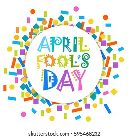 First April Fool Day Happy Holiday Greeting Card Flat Vector Illustration