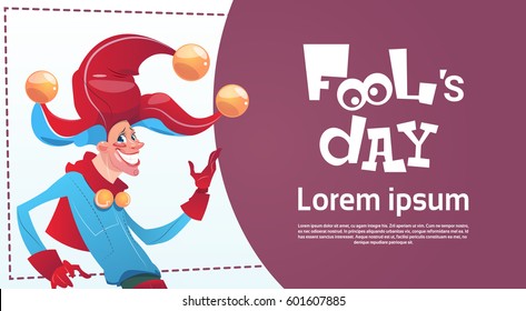 First April Fool Day Happy Holiday Greeting Card Flat Vector Illustration