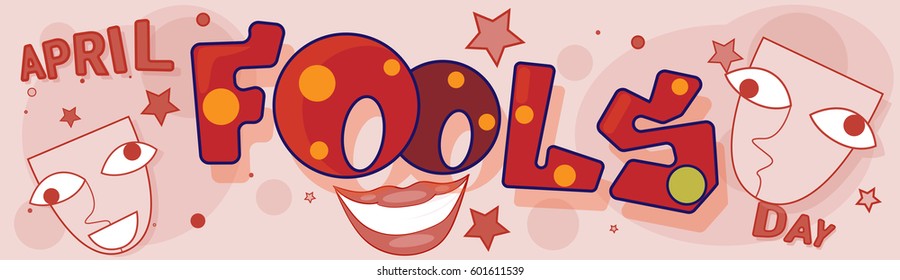 First April Fool Day Happy Holiday Greeting Card Flat Vector Illustration