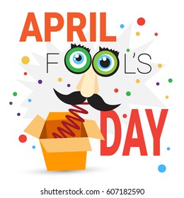 First April Fool Day Happy Holiday Greeting Card Flat Vector Illustration