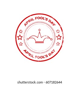 First April Fool Day Happy Holiday Greeting Card Stamp Flat Vector Illustration