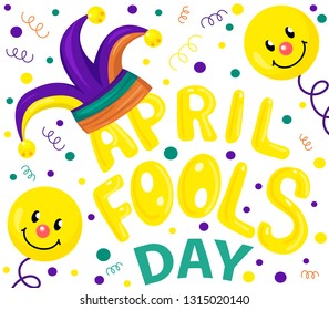 First april fool day, typography colorful card