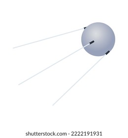 First artificial satellite isometric icon on white background 3d vector illustration